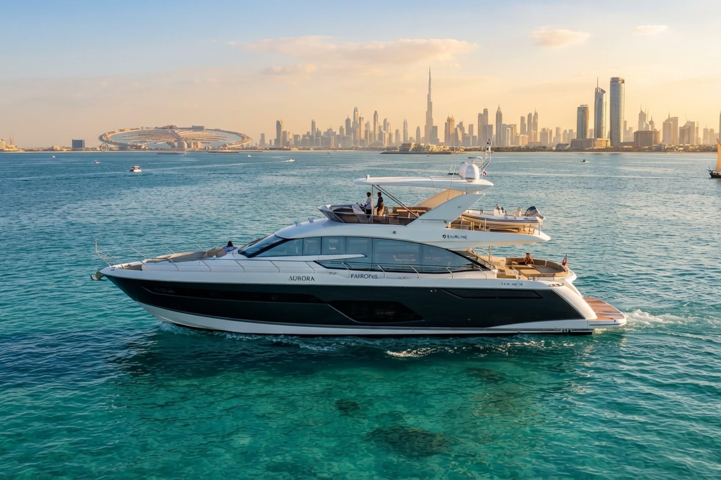 Fairline 90 90 ft yacht charter Dubai — Dubai Harbour Marina