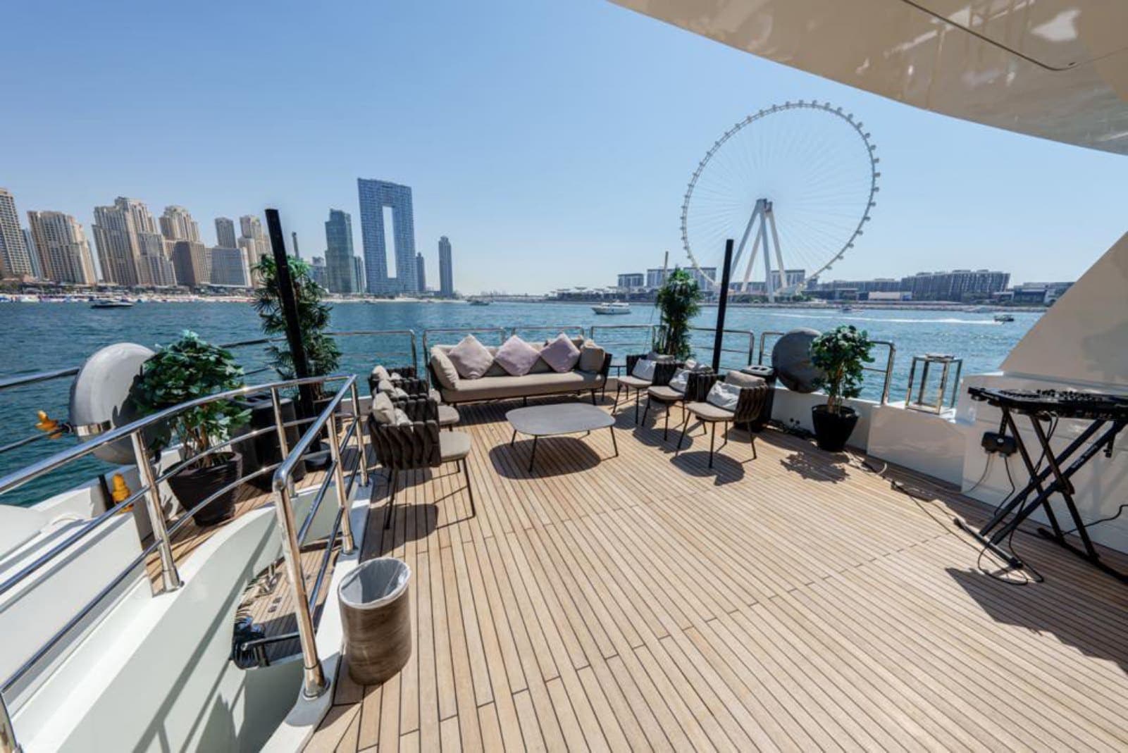 Notica yacht Dubai — deck and dining